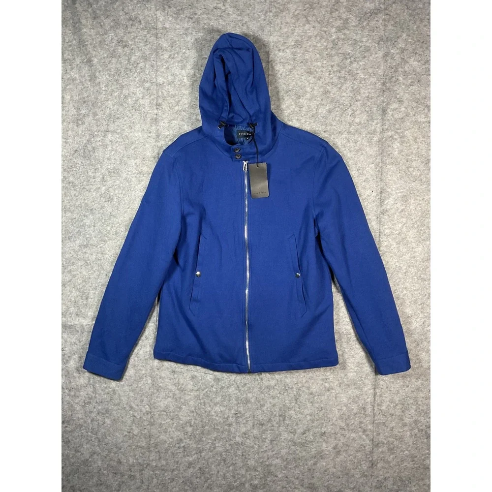 FIVE FOUR CAUFIELD Mens Blue Full Zip Hooded Jacket Large Style 018